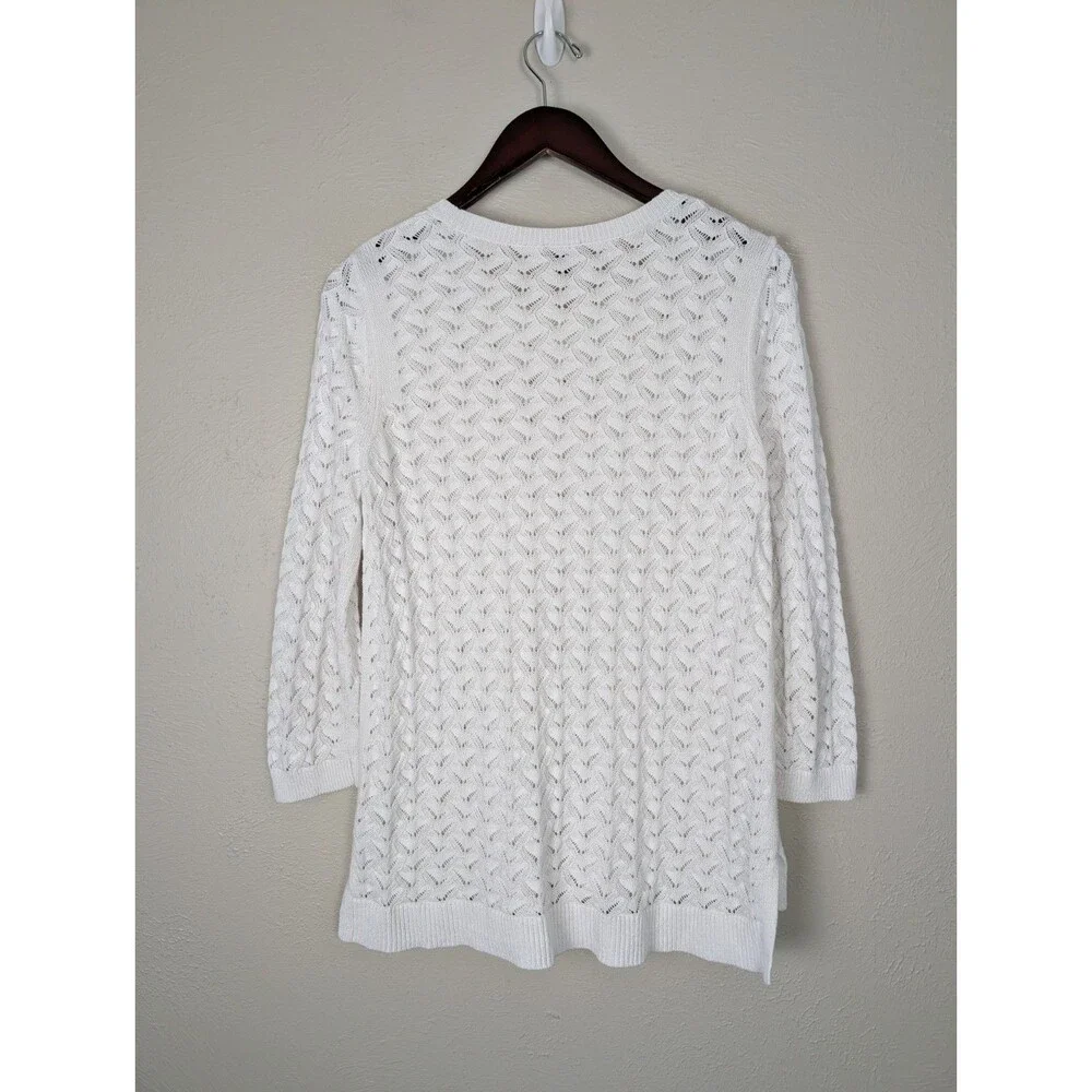 Talbots Textured Linen Cotton Blend Pullover Sweater
